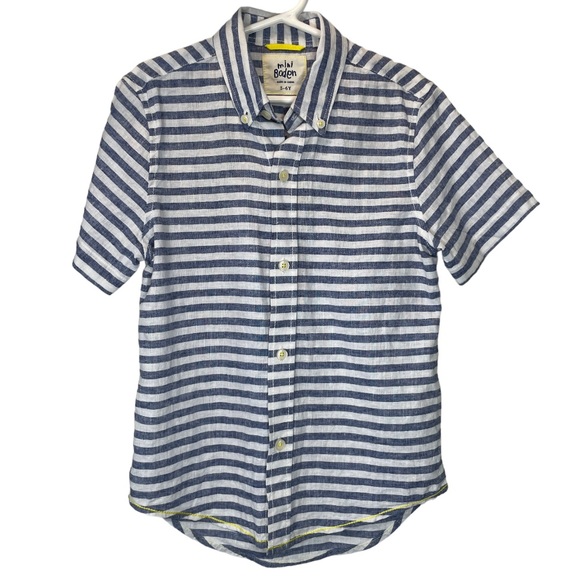 Mini Boden Striped Button Down Shirt - Picture 3 of 6